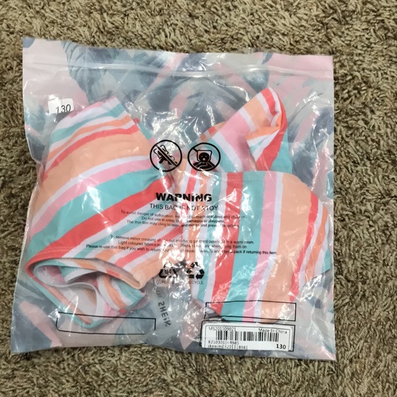 SHEIN Girls Striped High Waisted Rainbow Bikini - Picture 4 of 4